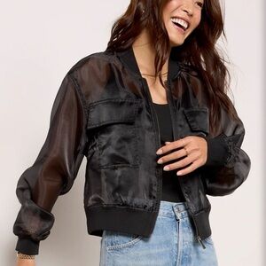 Sanctuary Sheer Black Bomber Jacket